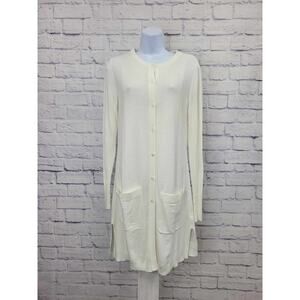 XXSMALL IVORY A375675 Isaac Mizrahi Live! Long Button Front Cardigan Sweater